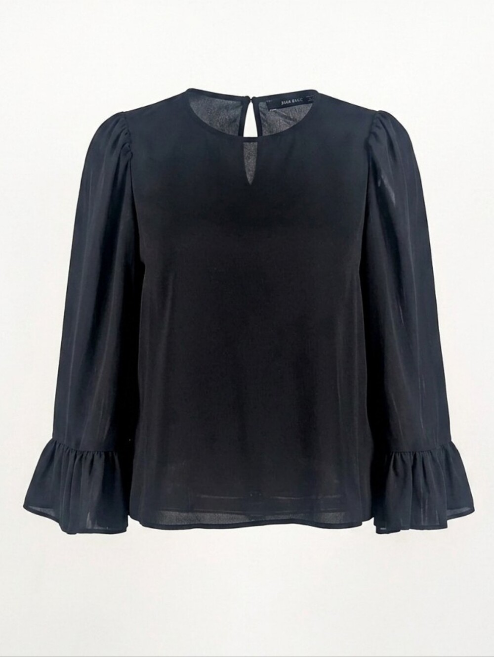 Zara Black Ruffle Cuff Blouse